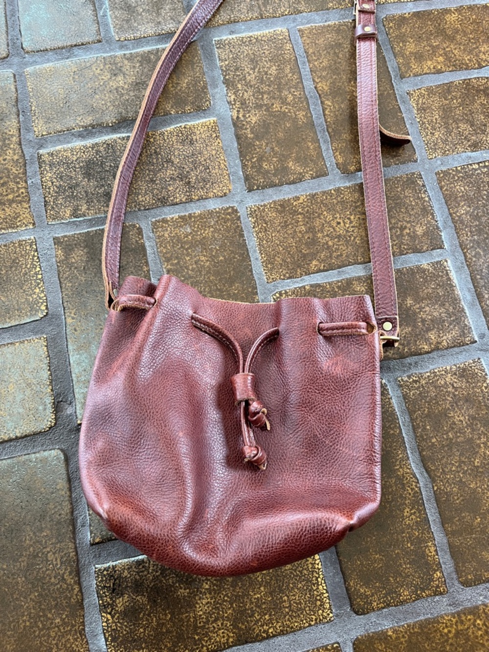 Portland Leather Goods Nutmug Brown Crossbody Bucket Bag